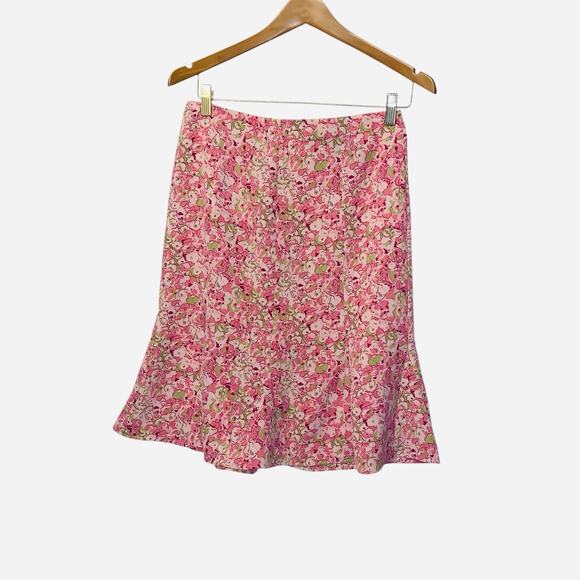 JBXR Vintage size 6 skirt pink floral print back zip flared pleated on bottom - Picture 2 of 7
